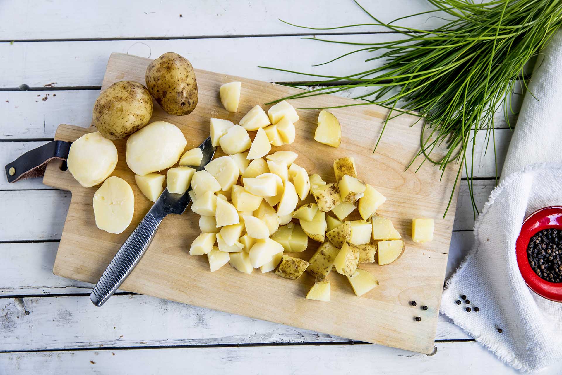 Kokefaste poteter delt i terninger