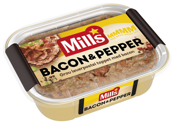 Mills ovnsbakt bacon og pepperpostei