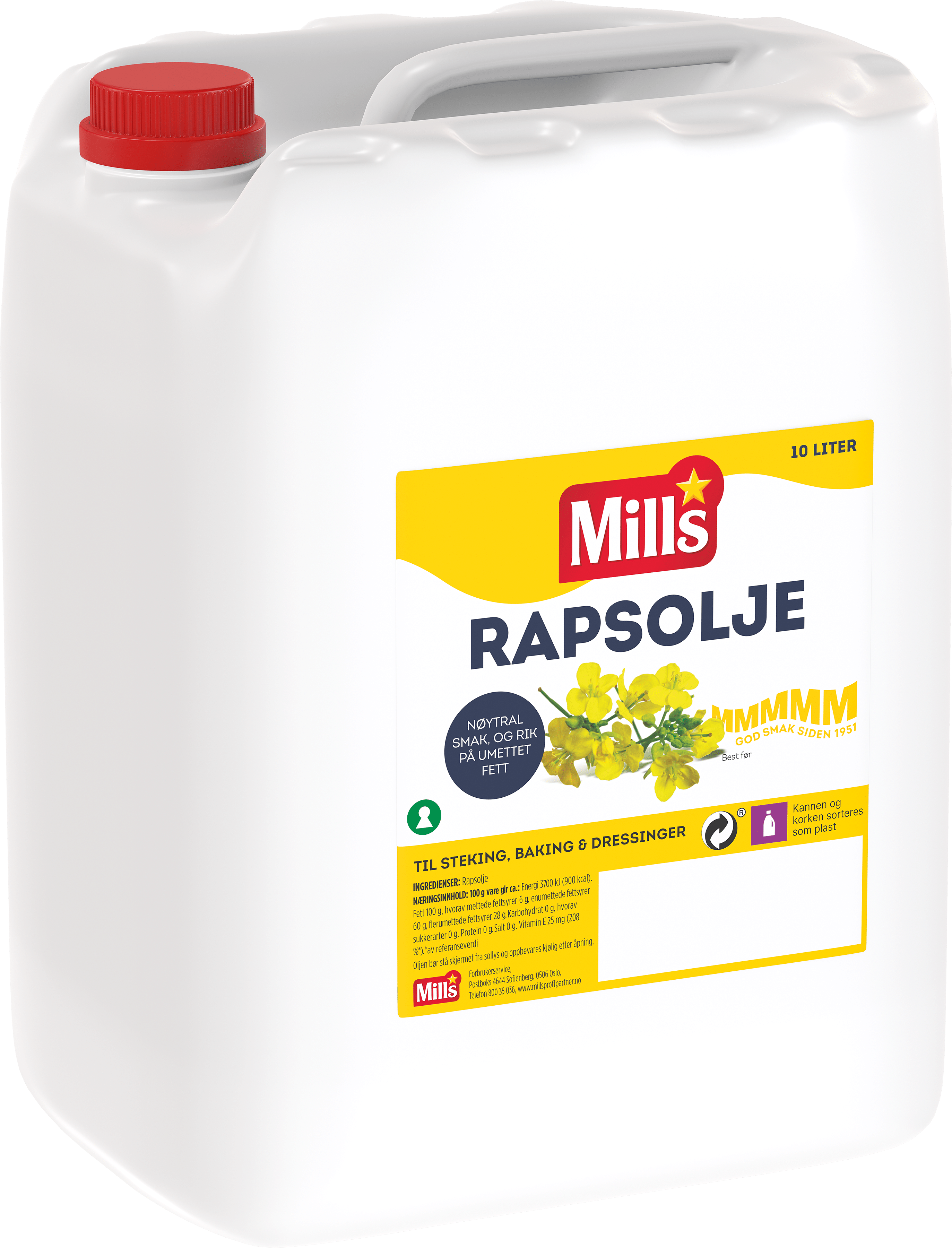 Mills Rapsolje 10 liter kanne