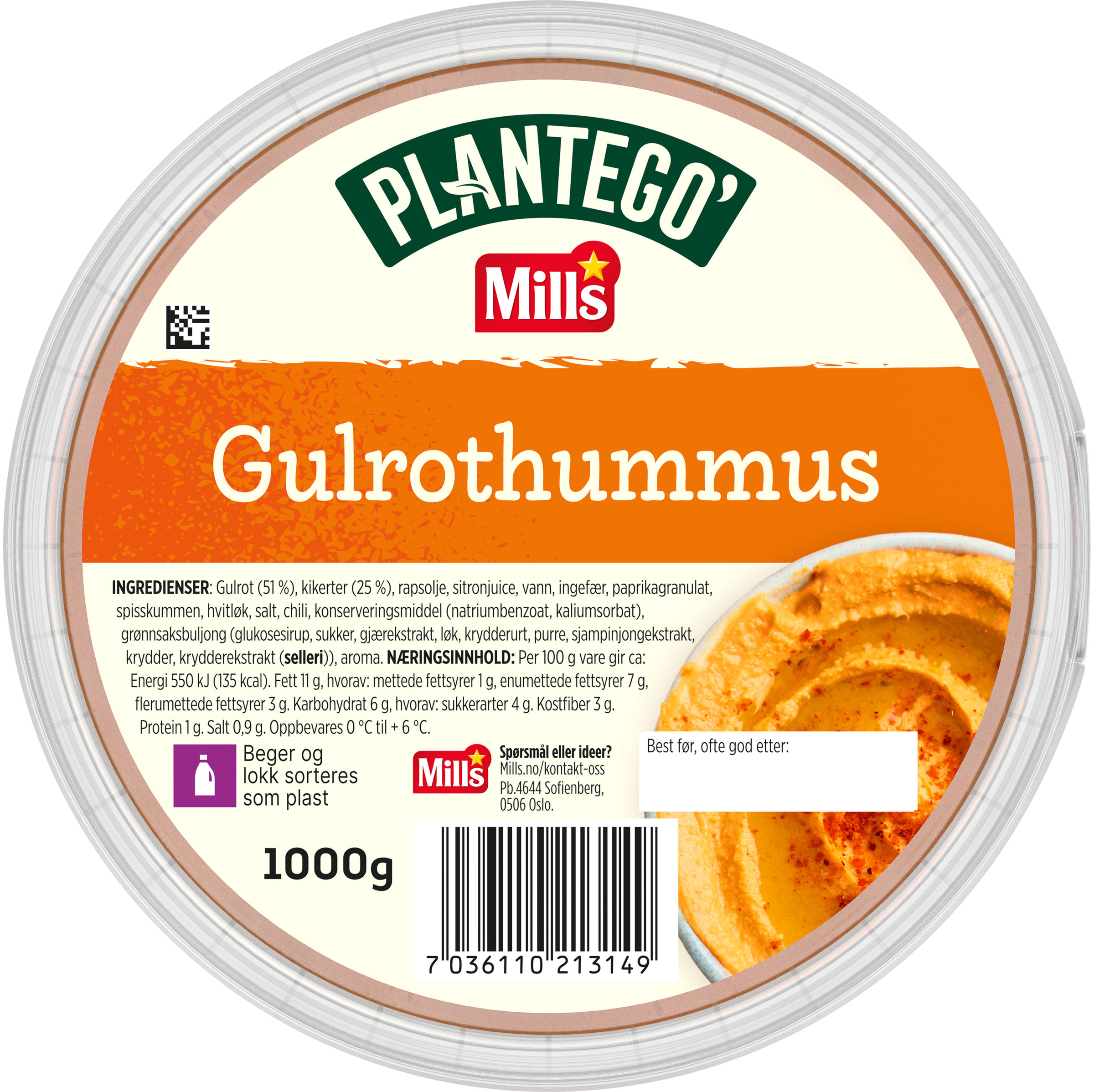 Plantego' Gulrot Hummus