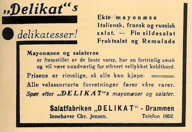 Den første Delikat-annonsen